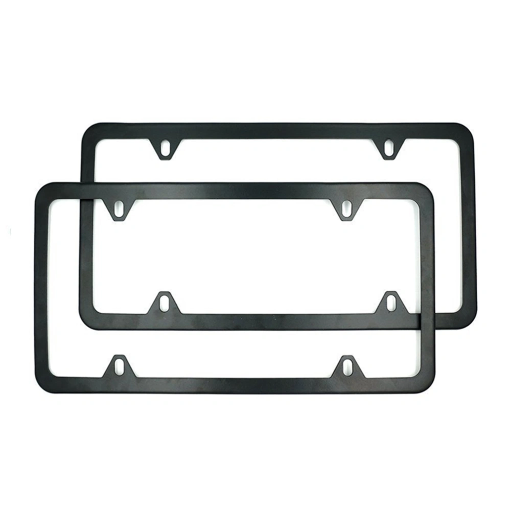 2Pcs Auto Car Stainless Steel License Frame Polishing Quadripuntal License Brackets (Black)