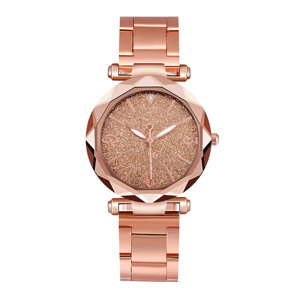 Stainless Steel Watch Quartz Watch Fashion Wrist Watch Glittering Watch Rose Gold