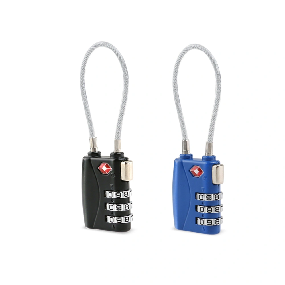 2pcs TSA Approved Security Cable Luggage Locks 3-Digit Combination Password Locks Padlocks in Different Colors (Black & Blue)