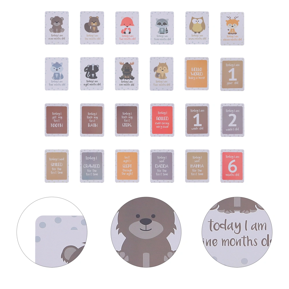 24PCS Baby Infant Milestone Cards Creative Delicate Milestone Monthly Cards