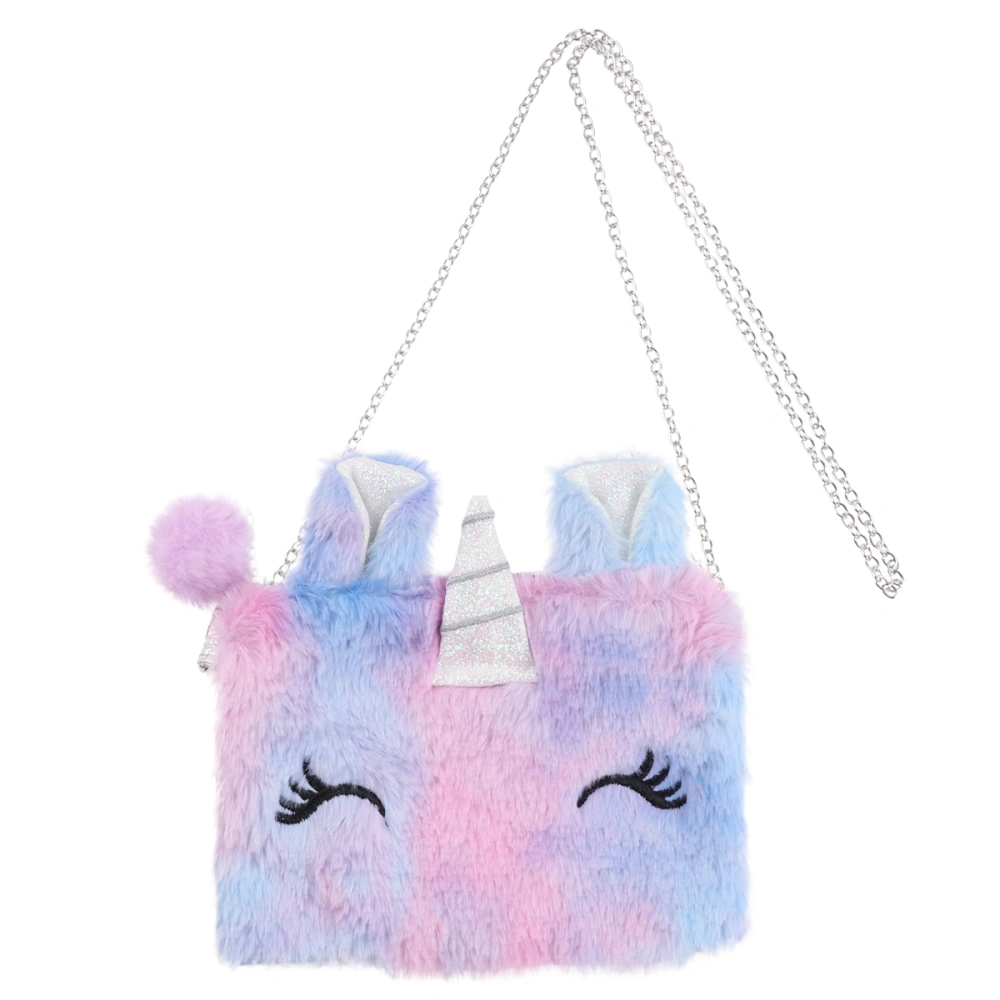 Plush Chain Bag Fashion Plush Shoulder Bag Girl Crossbody Bag Cartoon Animal Chain Bag (Purple)