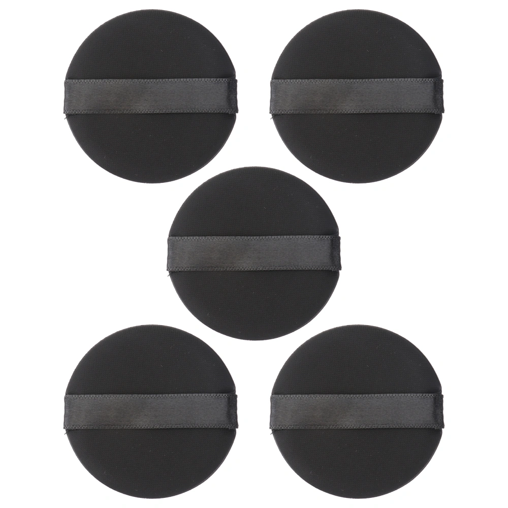 5pcs Round Makeup Powder Puff Non-latex Bouncy Cosmetic Powder Makeup Accessory(Black)