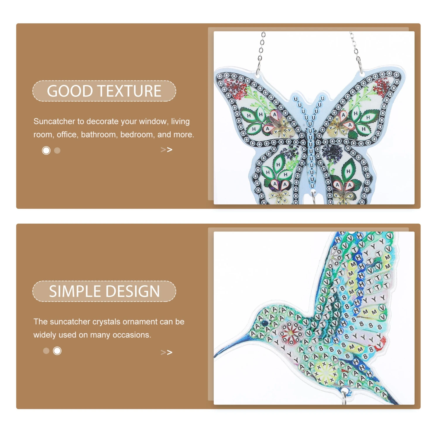 2pcs Diamonds Art DIY Pendant Unfinished Diamonds Picture Suncatcher Hanging Decor