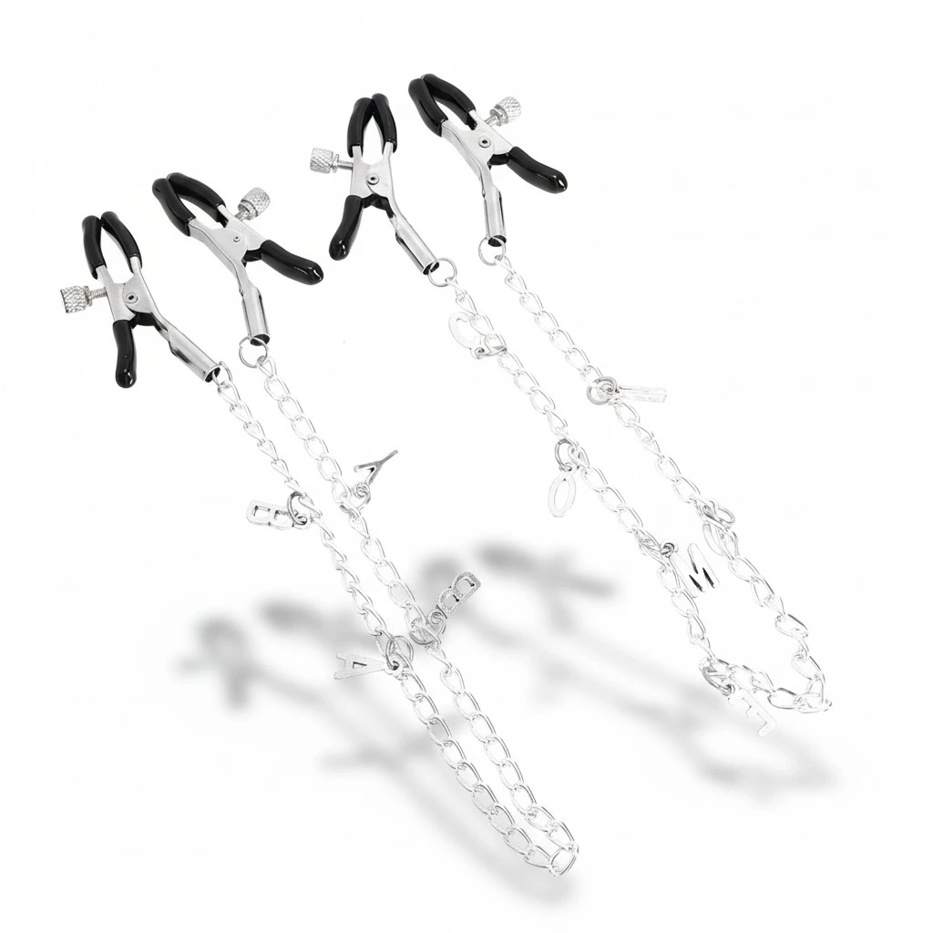 2pcs Labia Clips Flirting Two-Ways Clip Letter Pendant Clamp