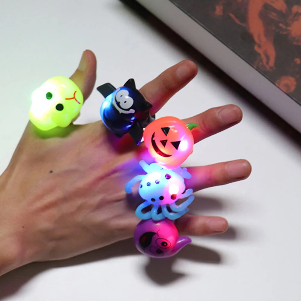 6PCS Halloween Luminous Finger Ring Toy Dance Party Halloween Finger Lamp