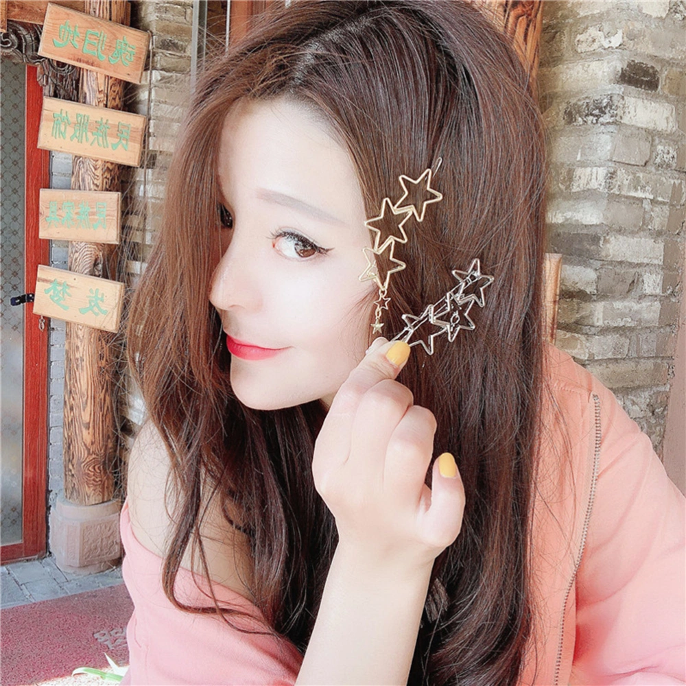 4pcs Star Heart Shaped Hair Clip Fashion Headdress Delicate Barrettes Bobby Pin Hair Pin Hair Side Clip for Daily Use Banquet