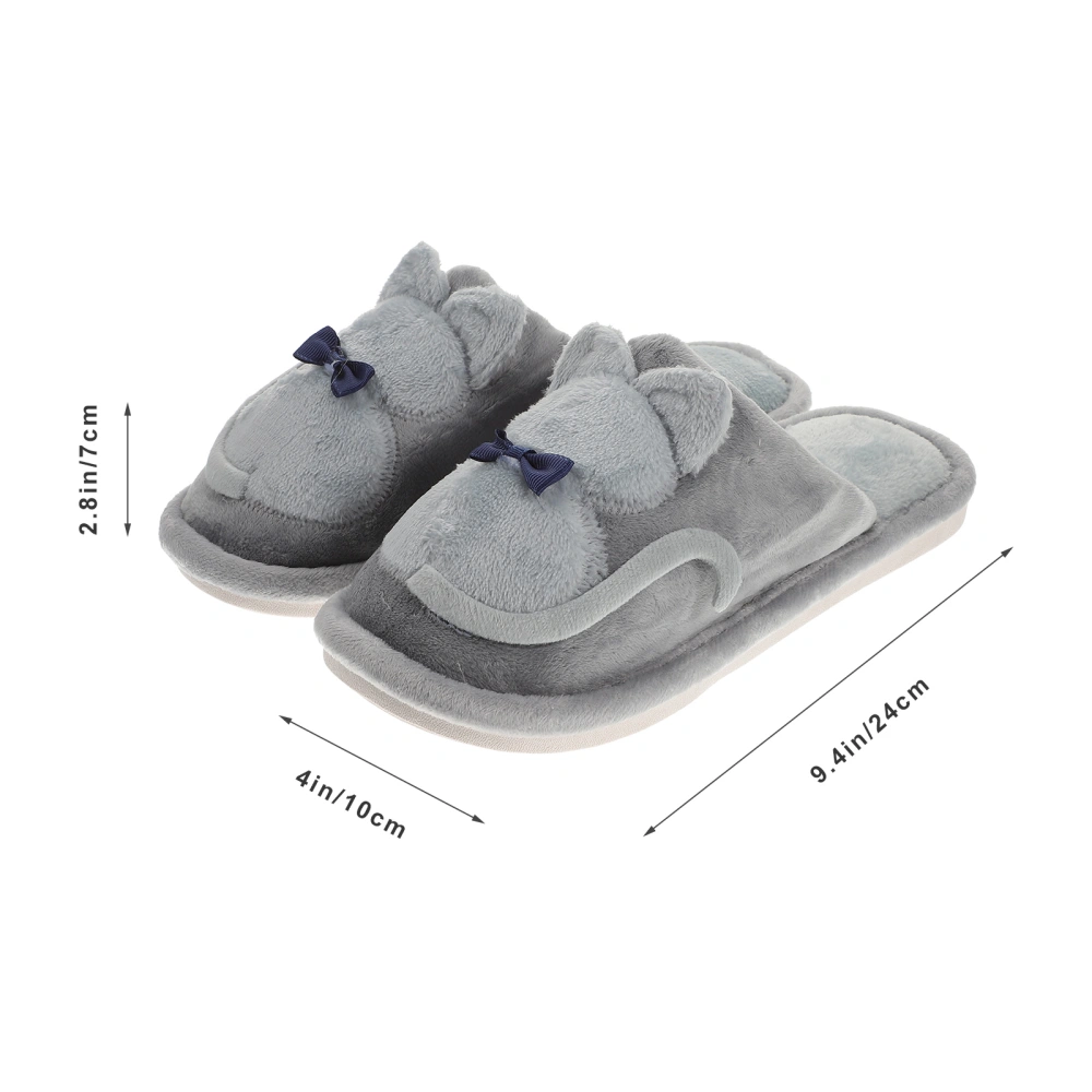 1 Pair Cat Shape Plush Slippers Cartoon Cat Slippers Warm Cat Shape Slippers Warm Cotton Kids Slippers Semi-enclosed Children Slippers for Girls Boys 23CM Inner Length Size 23 Grey