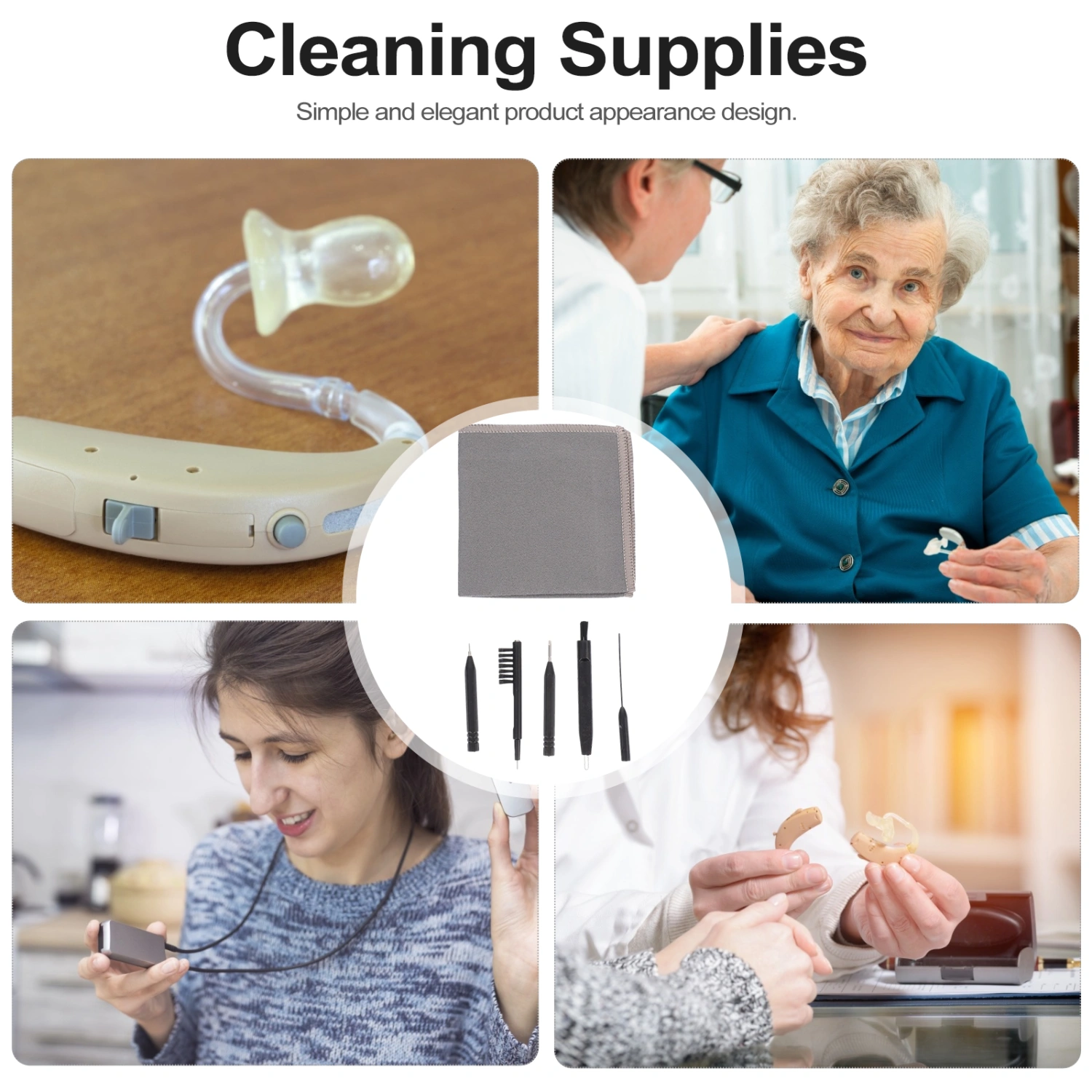 6pcs Brushing Rods Practical Hearing Aid Cleaning Tool Universal Cleaning Brush