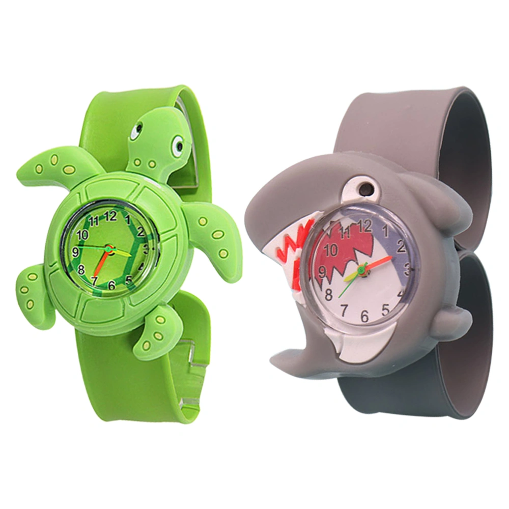 2Pcs Cartoon Animals Slap Watches Adorable Slap Watch Bracelets Silicone Slap Watch Playthings