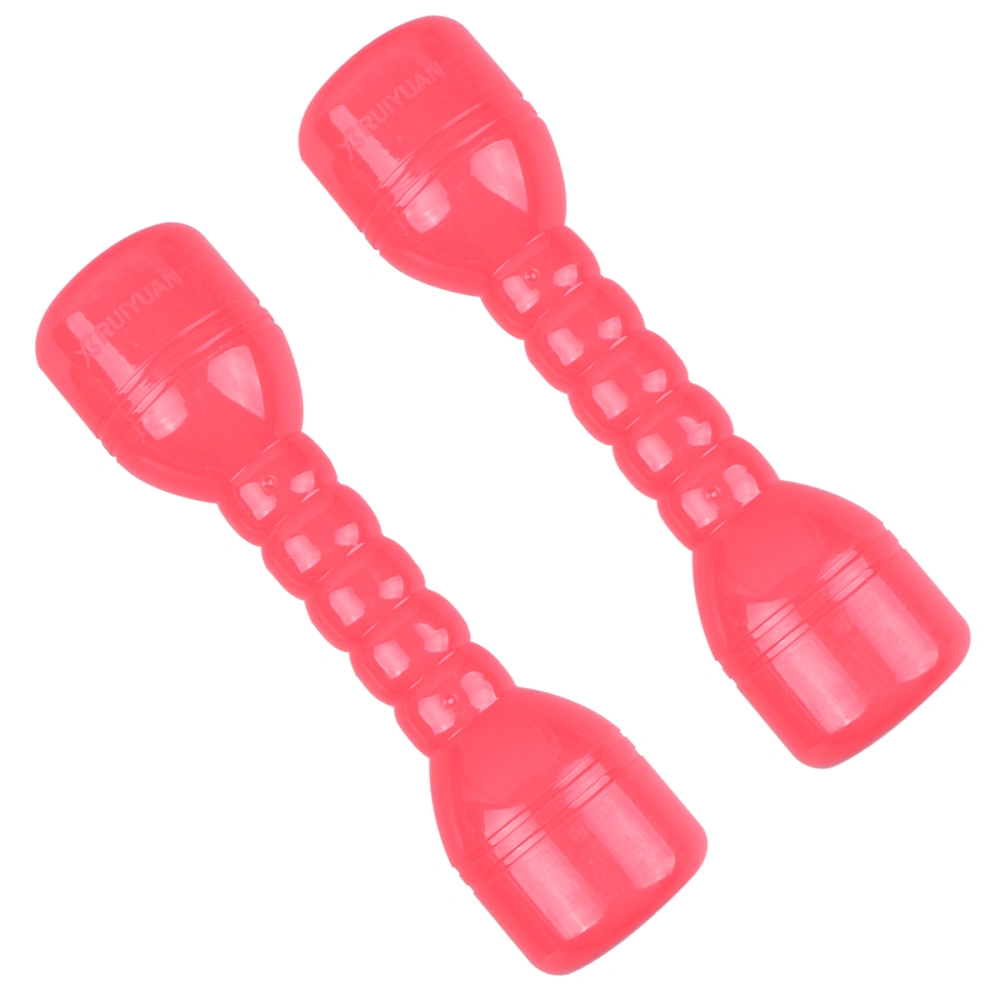 1 Pair of Plastic Dumbbells Ergonomic Children Morning Exercise Barbells Hand Bar for Kindergarten (Type B Red, Phonic)