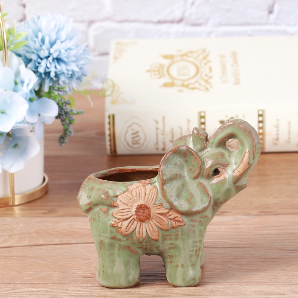 Calf Elephant Succulent Flowerpot Ceramics Elephant Flowerpot Adornment Desktop Flowerpot Craft Ornament