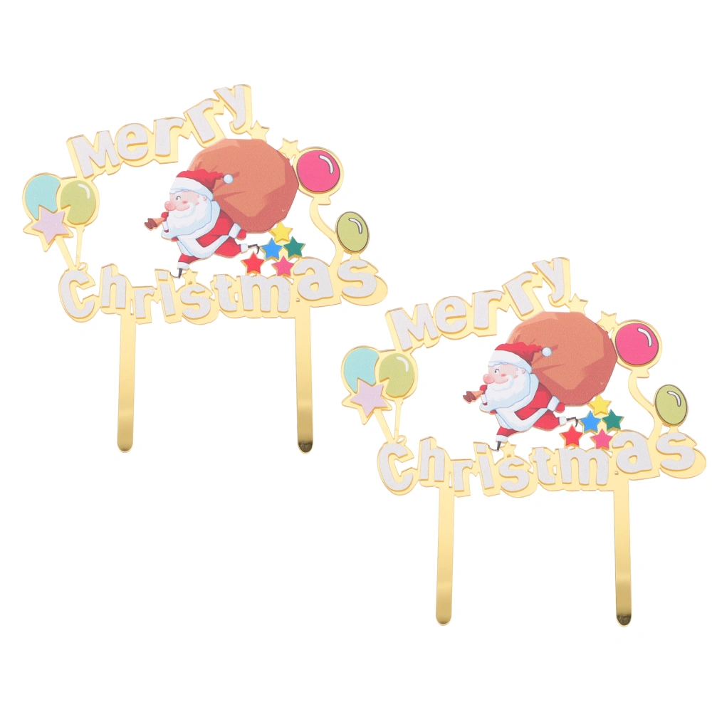 2 Pcs Christmas Themed Cake Topper Decors Creative Cakes DIY Decoration