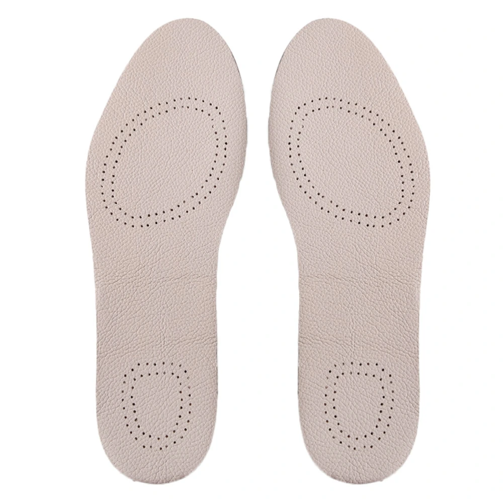 1 Pair of Cattlehide Insoles Breathable Deodorization Cowhide Leather Shoe Pads - Size 45/46 (White)