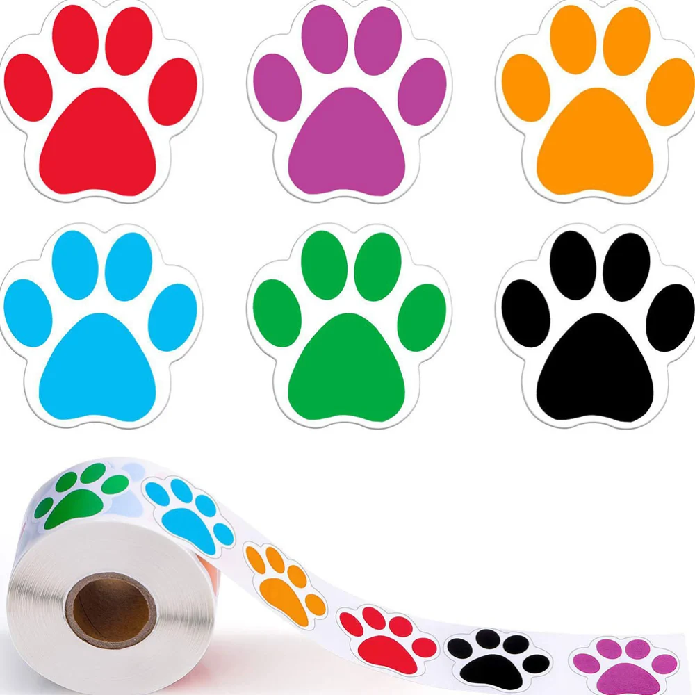 1 Roll/500pcs Animal Footprints Sealing Stickers Lovely Labels Wrapping Stickers Handmade Decals for Candy Bag Baking Packaging