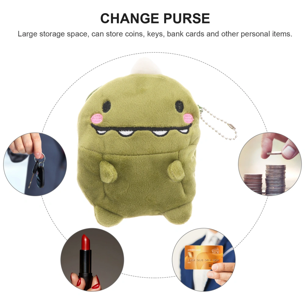 Green Dinosaur Coin Purse Plush Change Pouch Zipper Coin Holder Mini Wallet Bags for Women Girls Kids