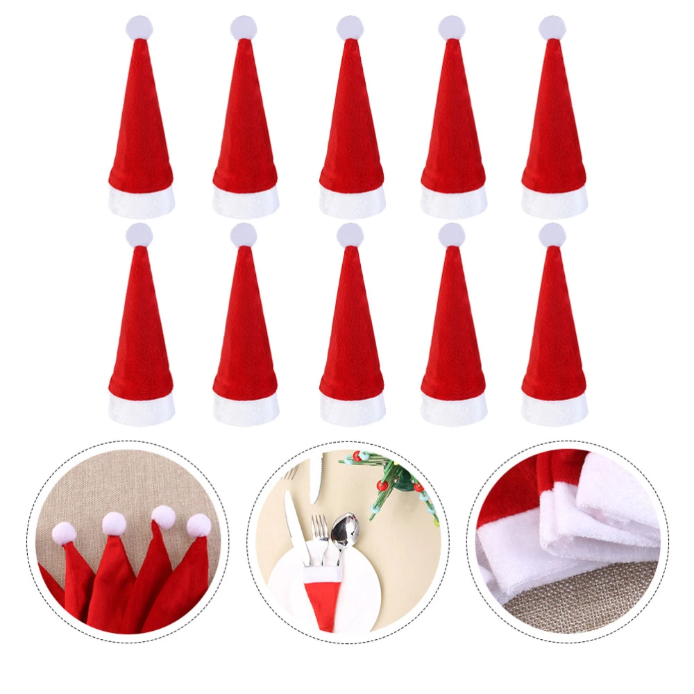 28PCS Tableware Holder Pouch Christmas Hat Cutlery Bags Silverware Storage Bags