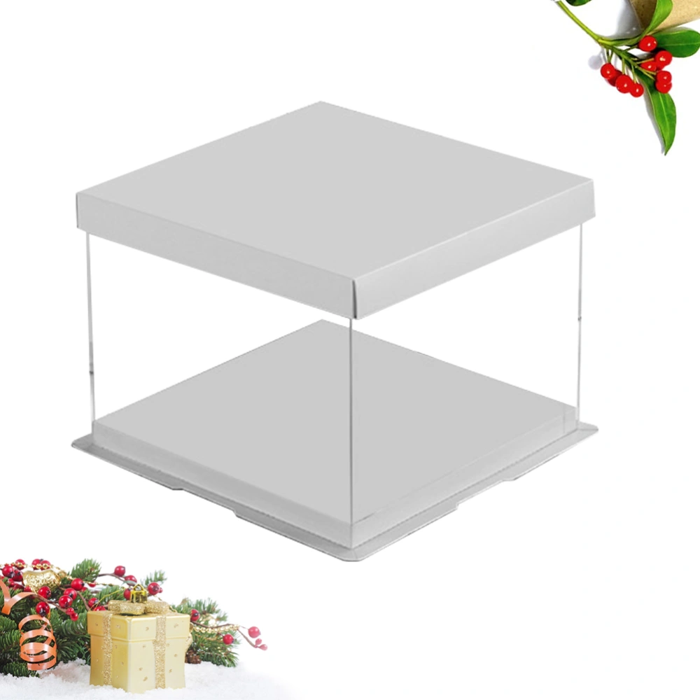 Transparent Square Cake Box Plastic Cake Packaging Boxes Organizer for Home Dessert Shop - 10 inch (White)