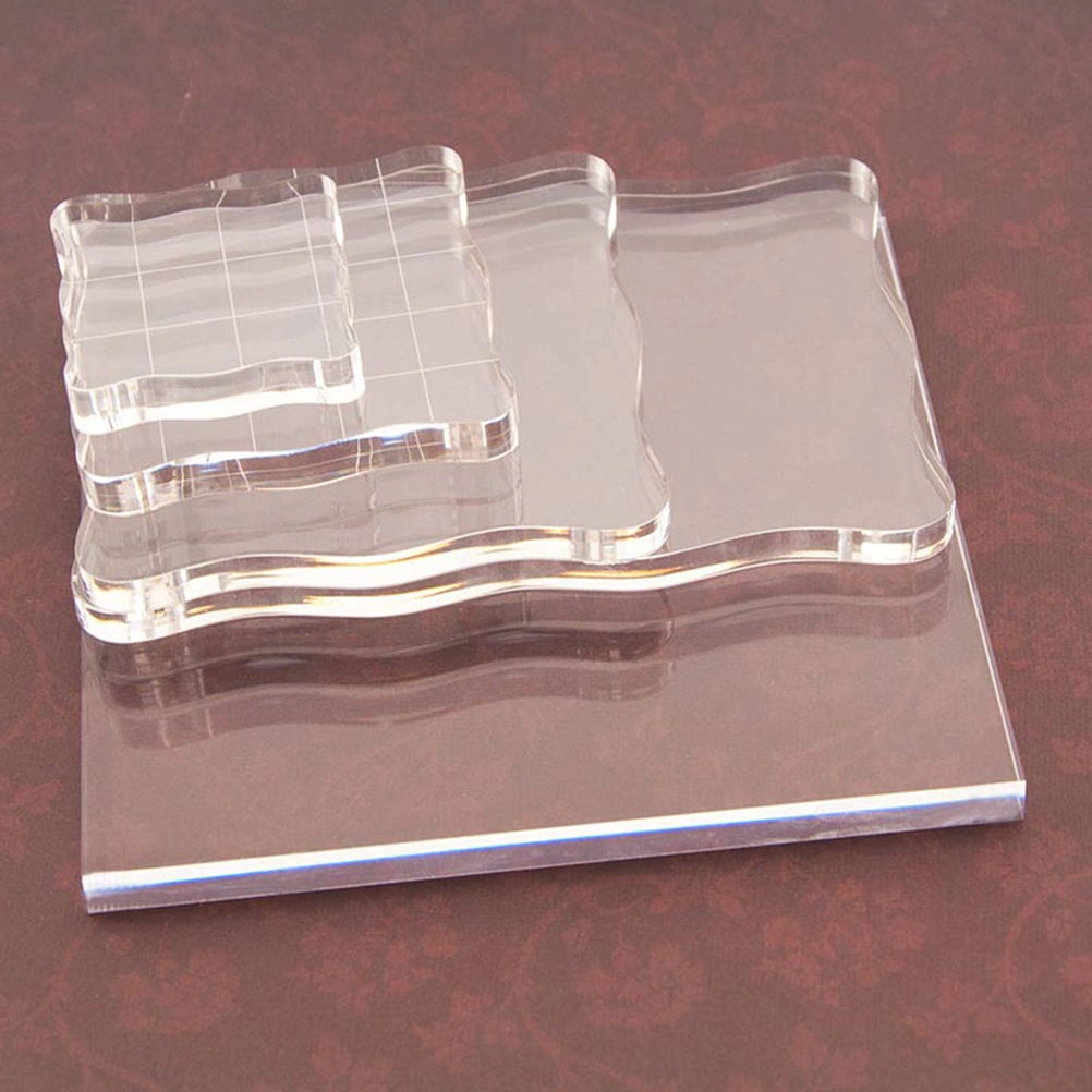 Acrylic Stamping Block with Grid and Grip Clear Rubber Stamping Tools for Stamp Craft Easy Handle Square Shape Fun Pad for Scrapbooking Crafts Making(7.5*7.5cm)