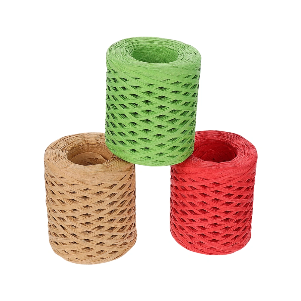 3 Rolls Raffia Paper Rope Gift Bouquet Wrapping Rope DIY Packaging Decorative Rope