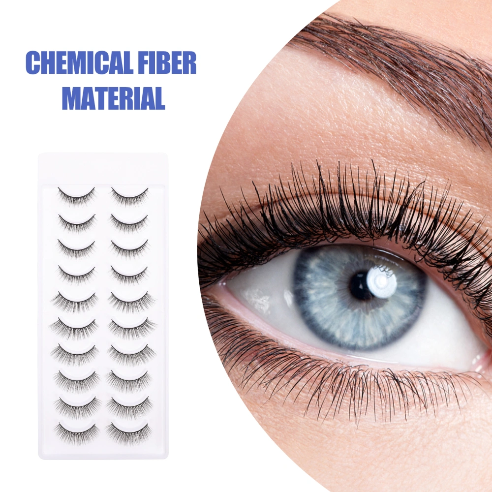 10 Pairs Dense Fake Eyelashes Chemical Fiber Hair Eyelashes 3D Eyelash Stickers