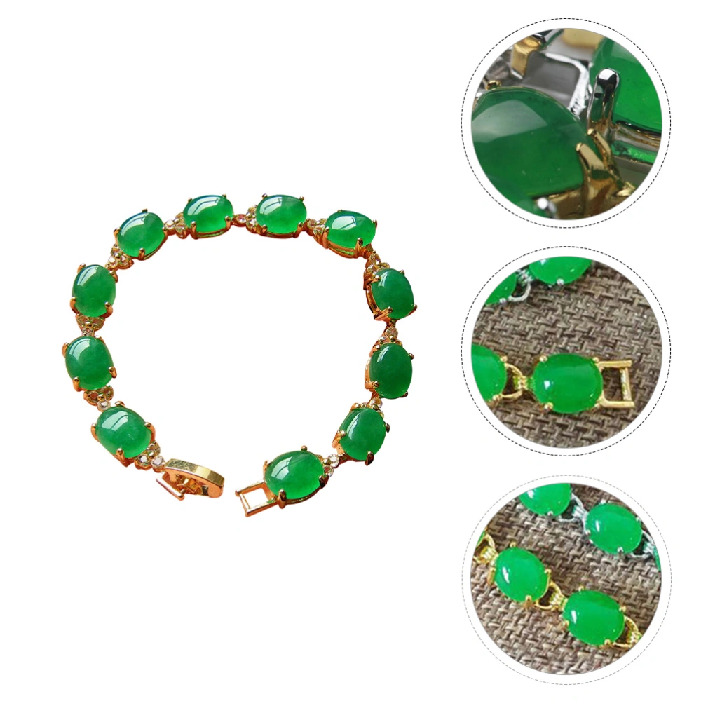 1pc Women Emerald Bracelet Malay Jade Bracelet Wrist Decor (Assorted Color)