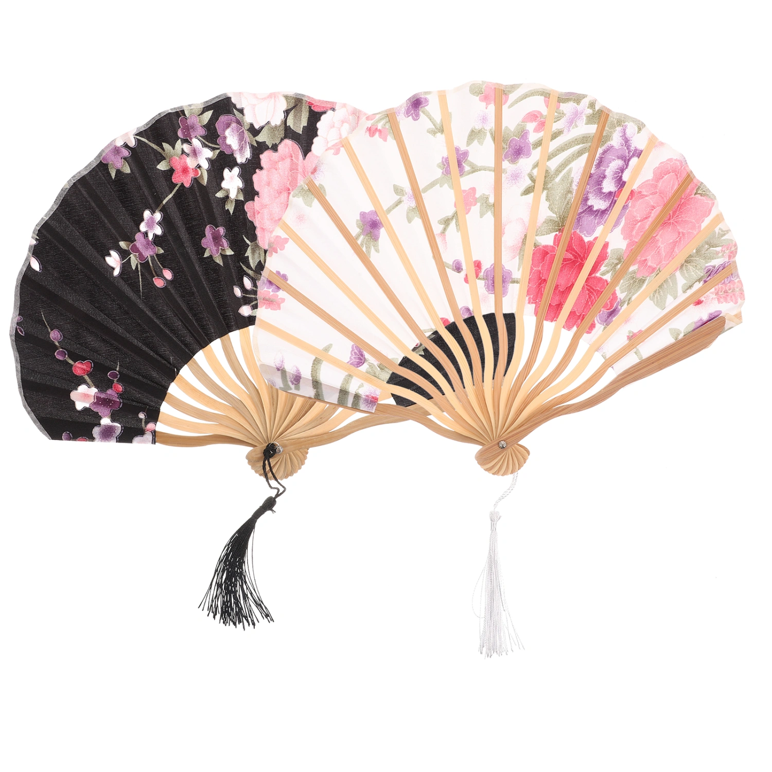 2pcs Japanese Style Fans Wood Folding Fan Dancing Handheld Fans Home Decor