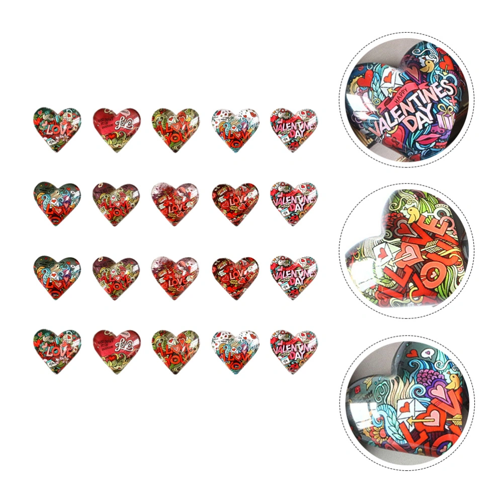 20Pcs Cartoon Love Pattern Patches Heart Patches Jewelry Accessory (Mixed Style)