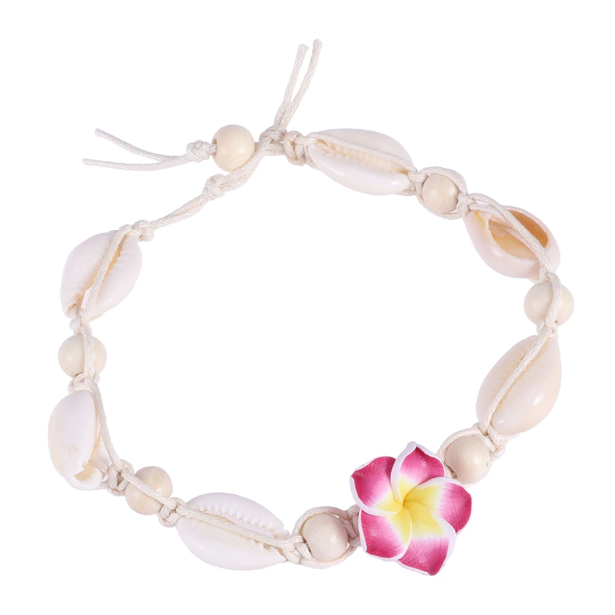 Beach Style Pendant Anklet Hawaiian Flower Shell Anklet Adjustable Ankle Accessory for Women Ladies and Girls