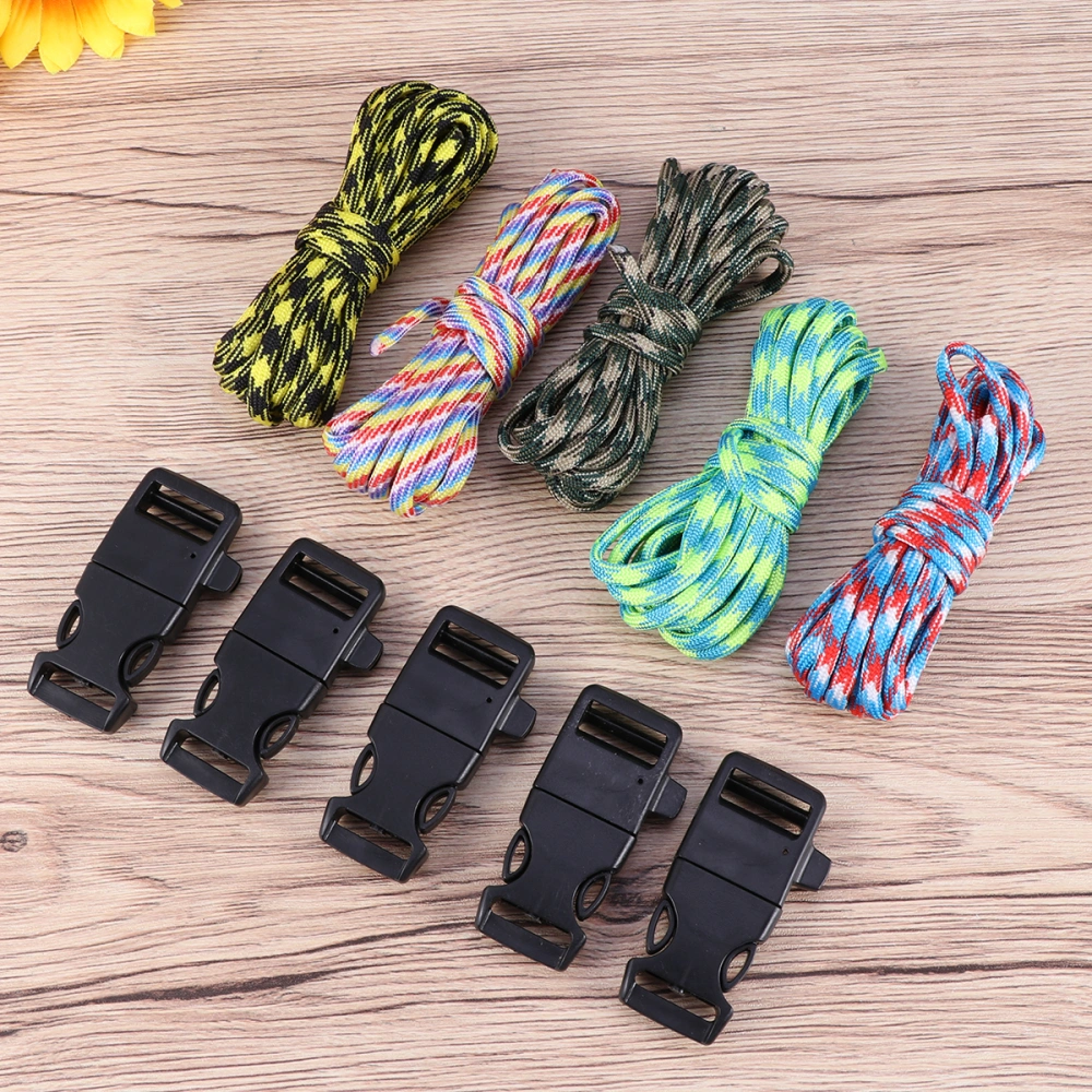 10PC Umbrella Rope Hand-woven Outdoor Emergency Escape DIY Wristband Bracelet Flint Fire Starter Whistle Buckle Parachute Cord Hiking Camping Backpack Bag Parts