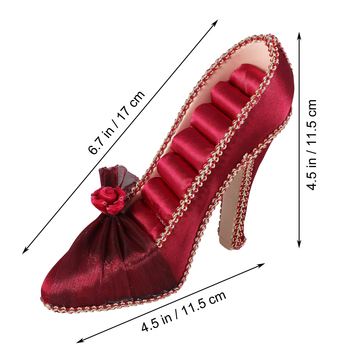 Creative High-heeled Shoes Shaped Storage Rack Jewelry Display Holder Stand Home Decor for Ear Stud Rings (Wine Red)
