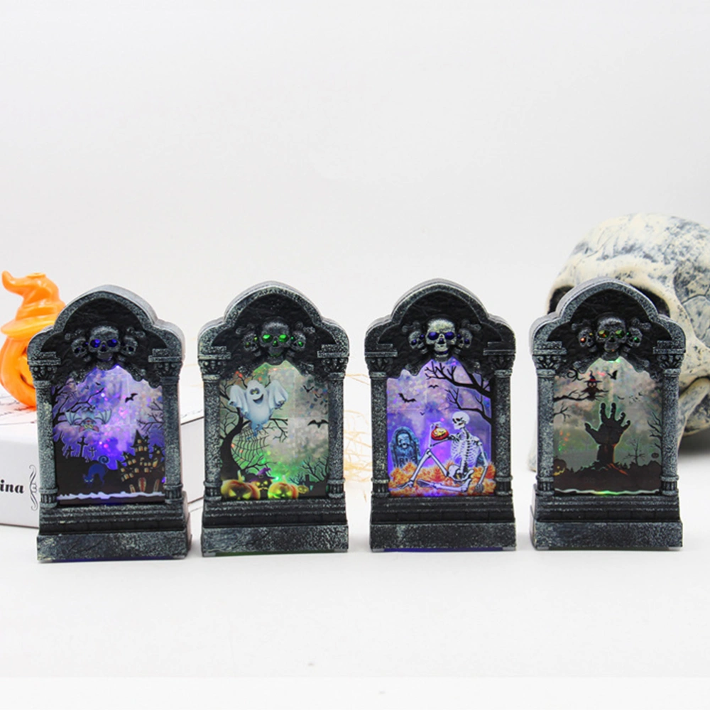 Halloween Luminous Scary Tombstone Creative Tombstone Night Light Bar Haunted House Secret Room Decoration Desktop Decoration (Random Pattern)