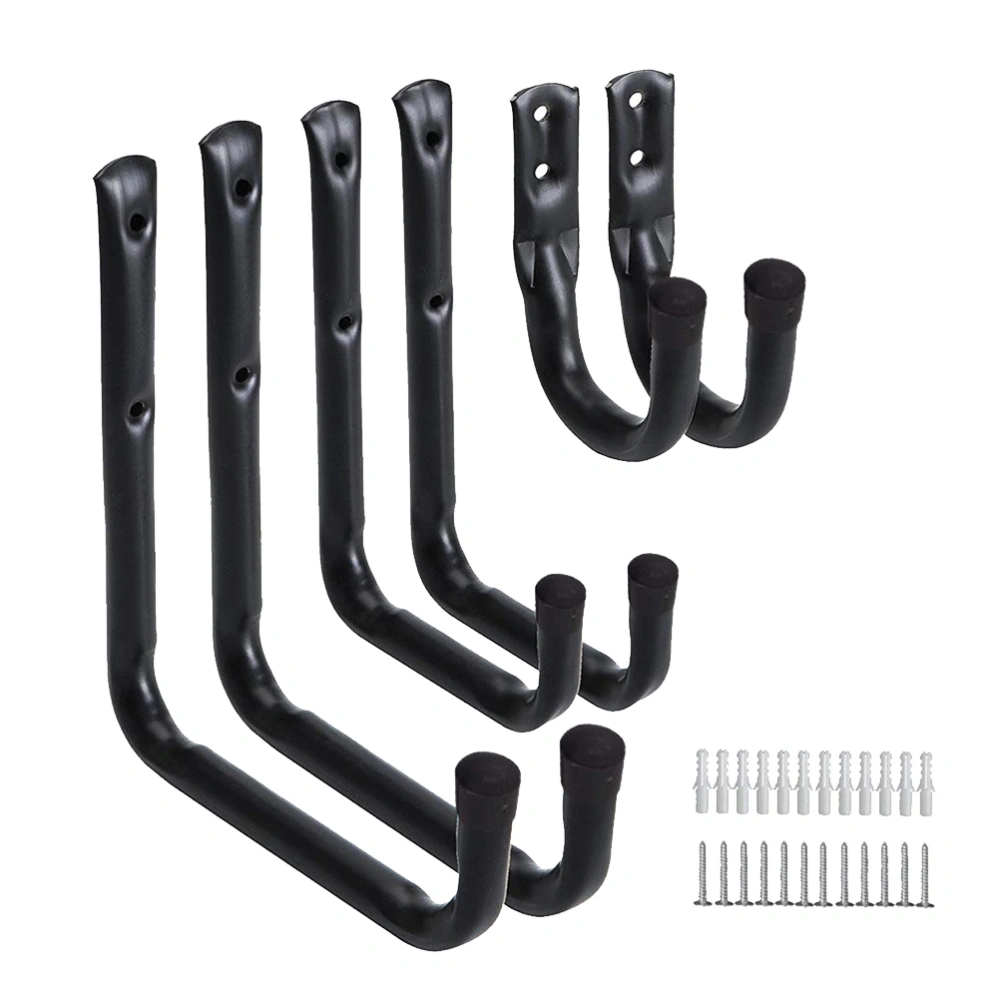 6Pc Solid Garden Black Trough Heavy Hooks Warehouse Storage Hooks Wall Mounted Hook for Garden Garage Bathroom Warehouse (Black)