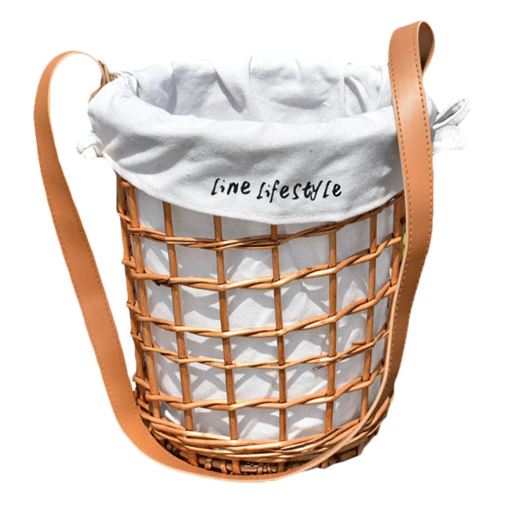 1pc Woven Basket with Handle Wedding Party Flower Basket Storage Basket