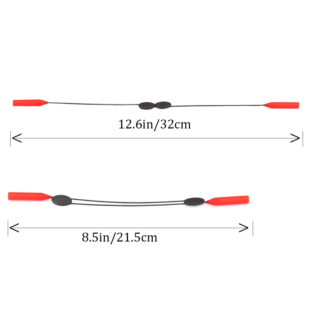 Universal Fit Silicone Rope Adjustable Safety Eyewear Eyeglass Sunglass Glasses Strap Band Cord Chain for Outdoor Sports (Red)