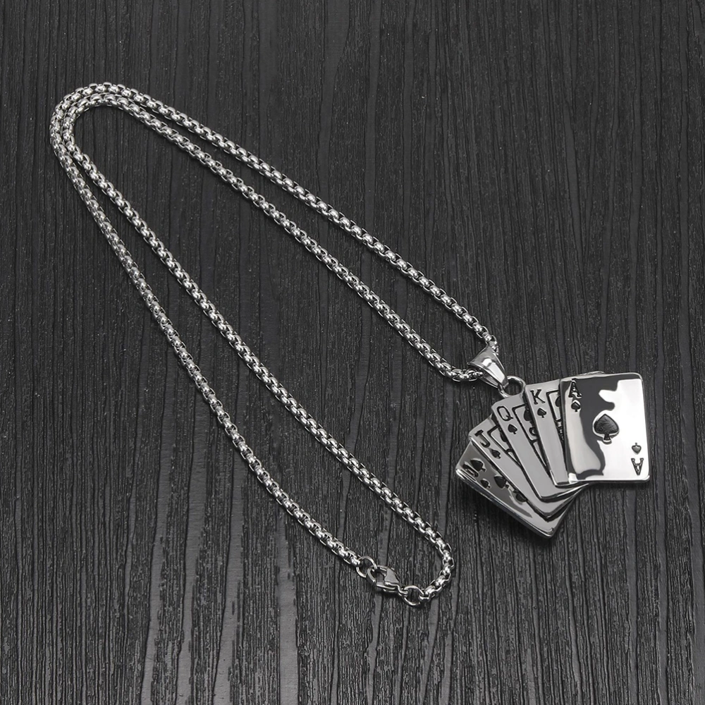 1Pc Poker Design Necklace Unique Personality Neck Pendant Male Neck Chain