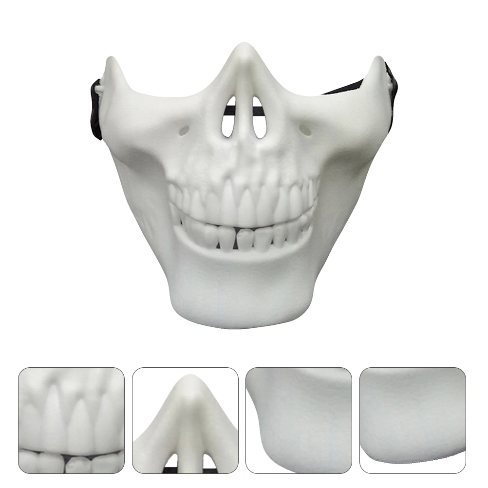 Skull Skeleton Mask Full Face Protector Halloween Mask for Cosplay Masquerade Party (White)