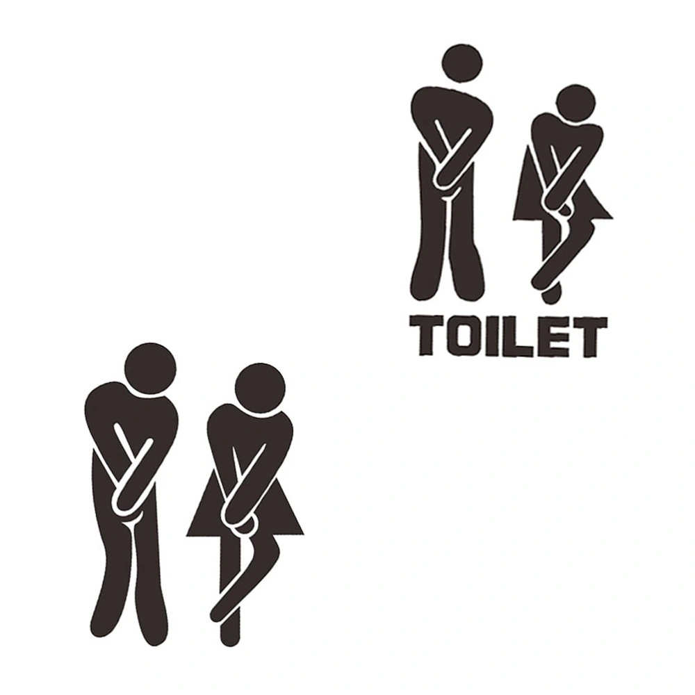 6Pcs Creative Toilet Door Stikers DIY Toilet Wall Stickers for Mall Restaurant Coffee Restroom (ZY341A 12x18CM + ZY341B 13x18CM, 3Pcs/Each)