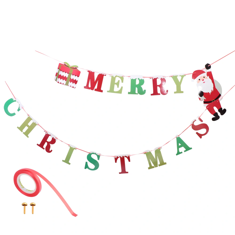 2Pcs Adorable Christmas Hanging Banner Decorative Party Bunting Party Decoration