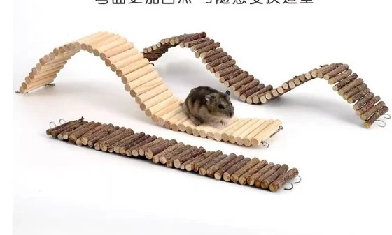 Wooden Climbing Ladder Hamster Resting Ladder Toy Flexible Wooden Hamster Ladder Plaything