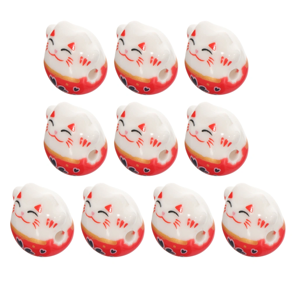 10Pcs Adorable Ceramic Beads in Cat Shape Large Hole Beads DIY Accessories