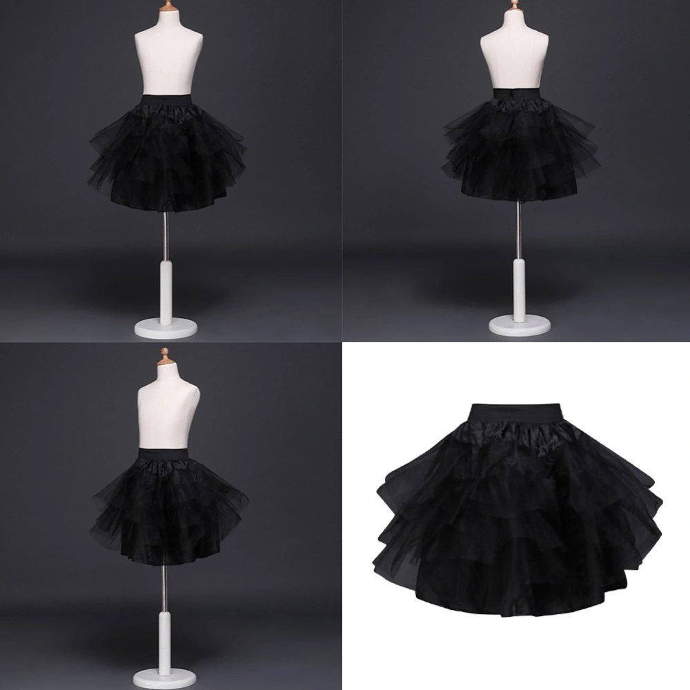 1PC Wedding Flower Children Petticoat Tutu Skirt Crinoline Boneless Short Skirt Brace Kids Petticoat for Girl Wearing Black Size 35cm Length