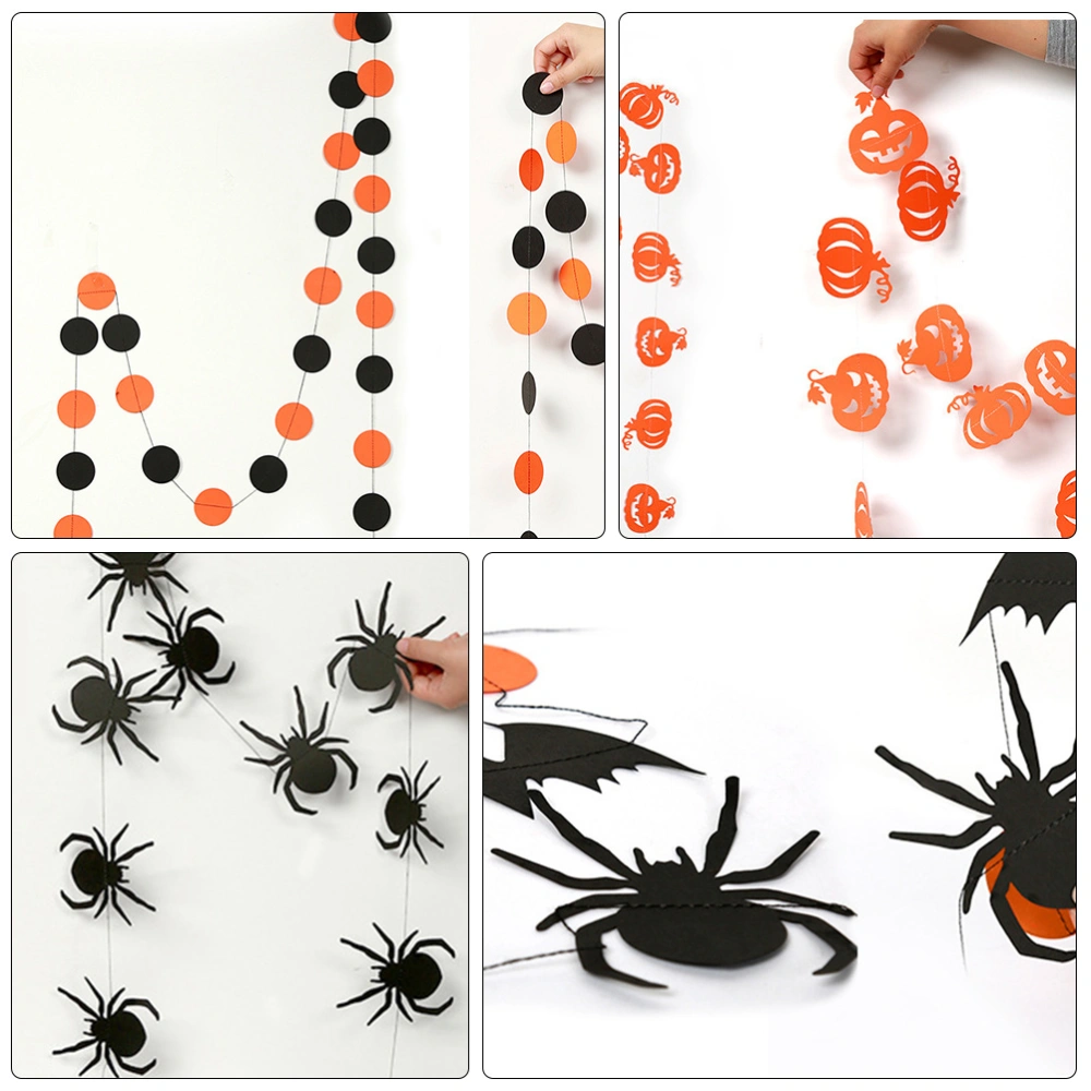 5 Sets Halloween Decoration Banner Pumpkin Bat Spider Bunting Set(Mixed Pattern)