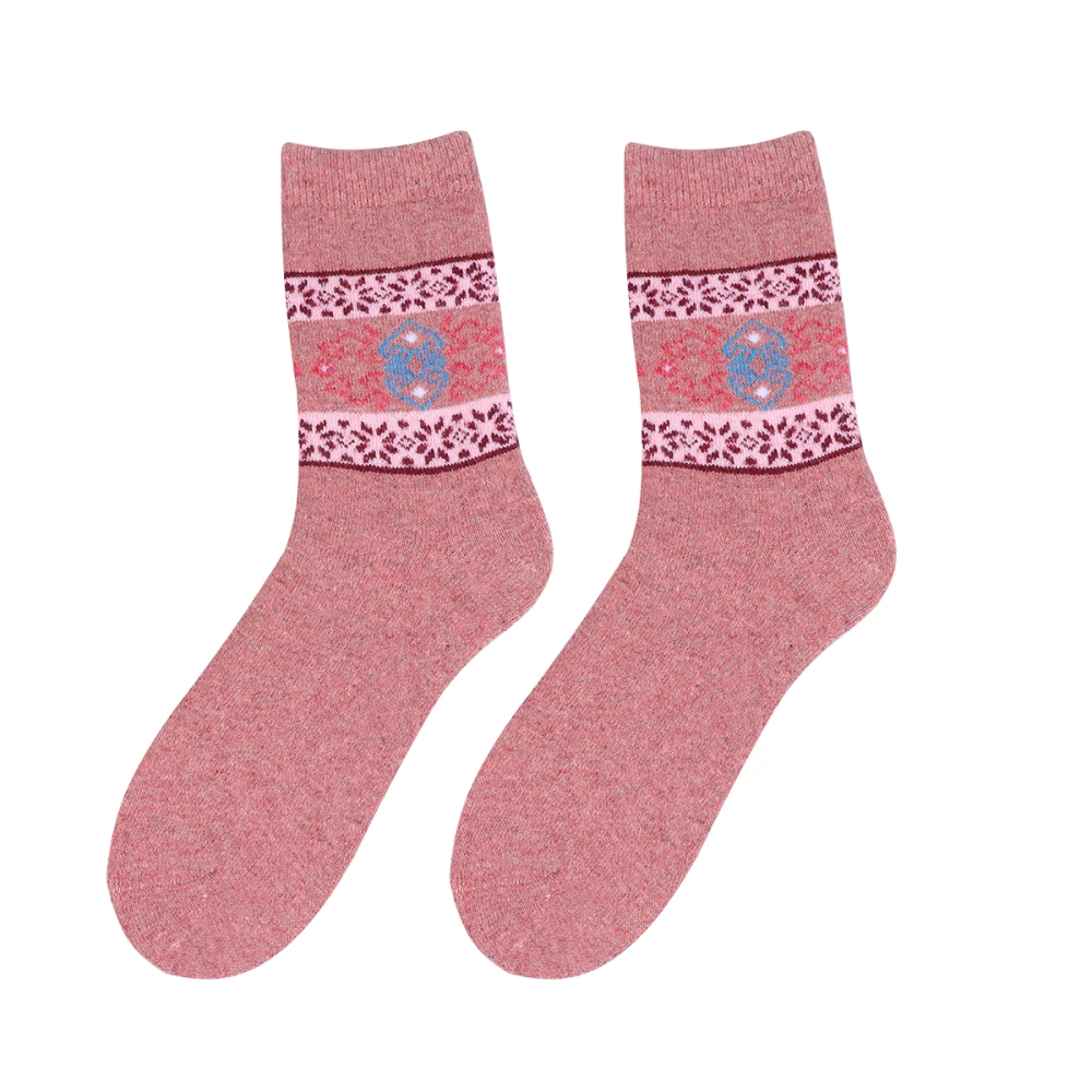 1 Pair Women Wool Socks Warm Winter Thick Socks Cartoon Socks Gift (Random Color, Pattern 6)