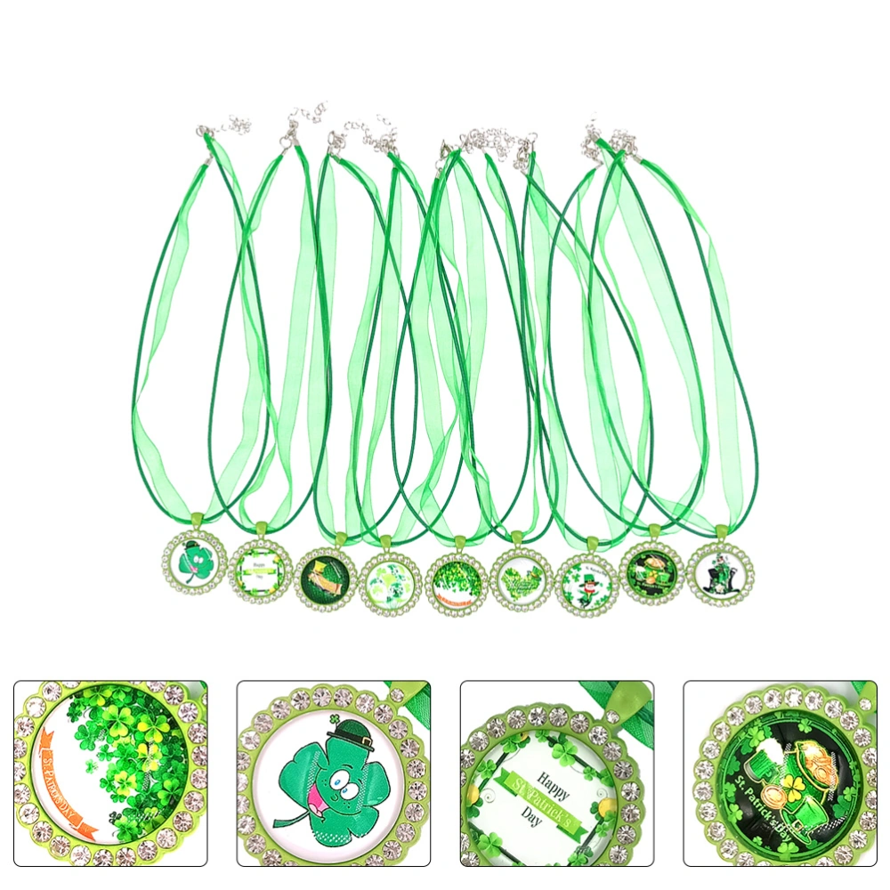 9Pcs Decorative Children Necklace Festival Kid Chokers Party Neck Pendants Green