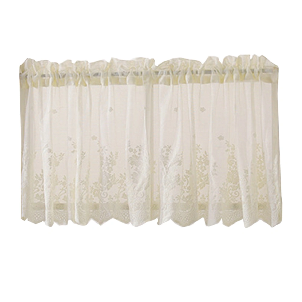 Short Curtain Lace Half Curtain Window Curtain Light Transmission for Home Kitchen Balcony 137x61cm Beige