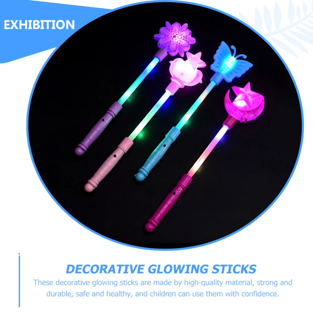 4 Pcs Children Flashing Sticks Adorable Glowing Stick Kids Luminous Fairy Sticks