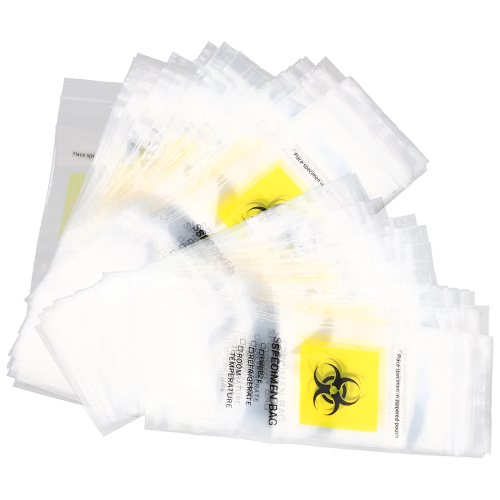 200pcs Biohazard Bags Self Sealing Sample Bags Specimen Storage Transport Bags