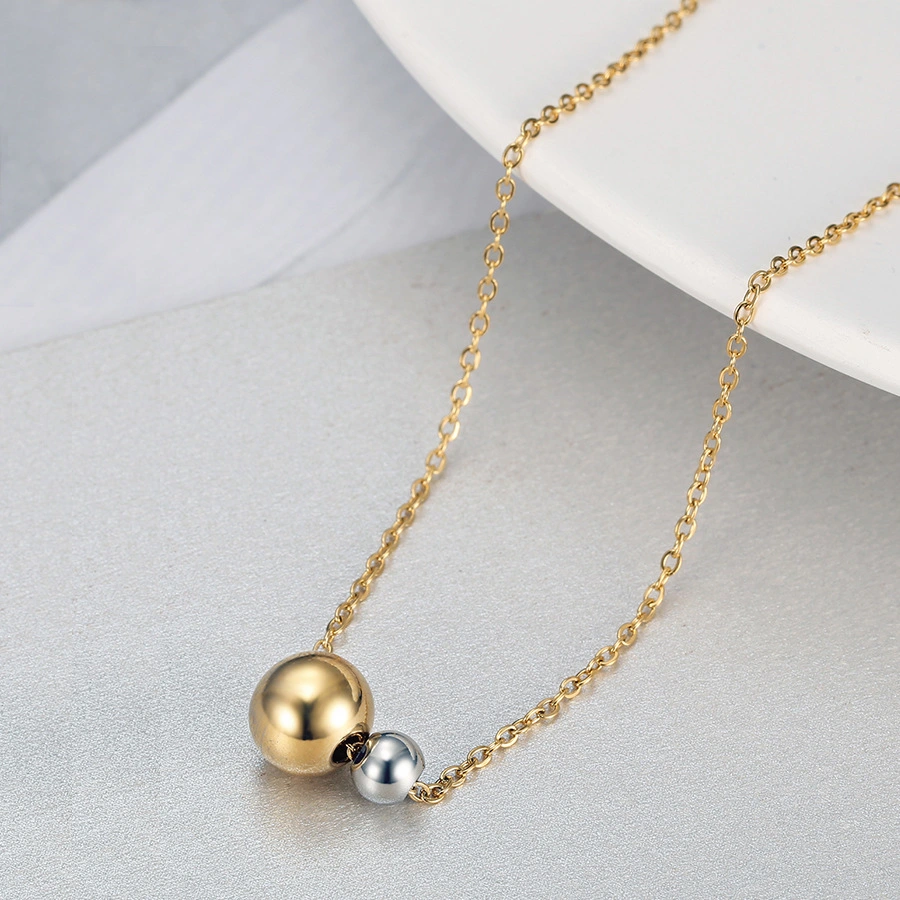 Titanium Steel Bead Pendant Necklace Simple Collarbone Chain Bead Pendant Necklace