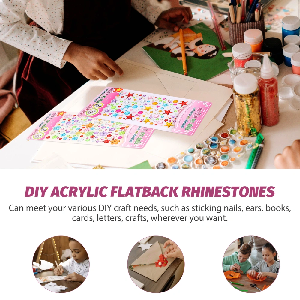 5 Sheets of DIY Acrylic Made Gem-stone Stickers Sticky Children Playthings