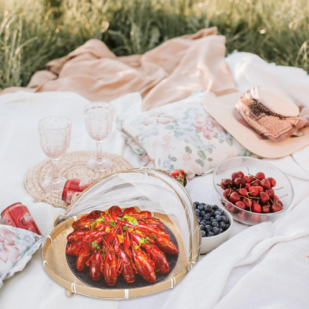 Food Serving Tent Basket Bamboo Fruit Basket Food Covers Bread Baskets For Serving